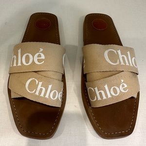 Chloe Woody Logo Canvas Sandal